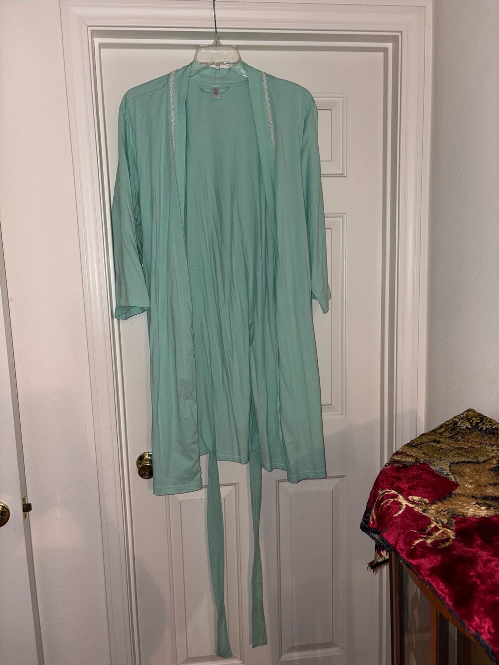 Laura Scott Light Mint or Seafoam Green Open Front Women's Lightweight Robe 3X